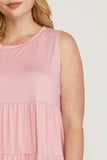 Ruffle Tiered Short Dress, Rose