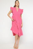 Entro Usa Ruffled Tiered Pocket Midi Dress