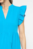 Ruffled Pocket Tiered Midi Dress, Cobalt