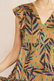 Ruffled Pocket Printed Dress, Camel