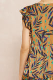 Ruffled Pocket Printed Dress, Camel