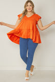 Tiered Ruffle Babydoll Top, Orange