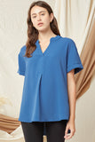 Entro Usa Textured Placket Top