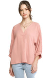 Entro Placket V-Neck Top, Salmon