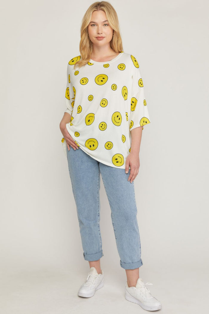 entro USA Happy Face Top, Off White