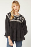 entro USA Embroidered Swiss Dot Blouse