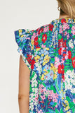 Floral Ruffle Sleeve Top
