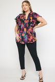 Printed Pintuck Blouse, Black