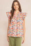 entro floral ruffle sleeve top