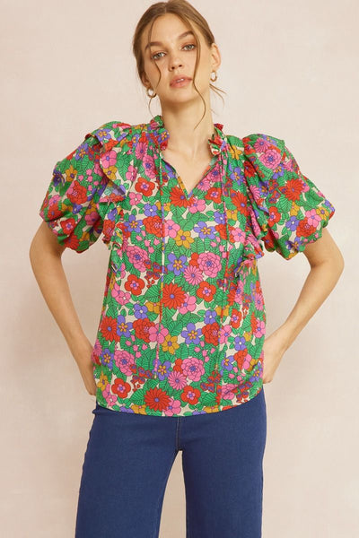 $296 NEW IRO FLORAL PRINT deals PUFF SLEEVE BLOUSE