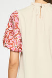 Embroidered Puff Sleeve Top, Natural