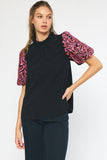 entro usa Embroidered Puff Sleeve Top