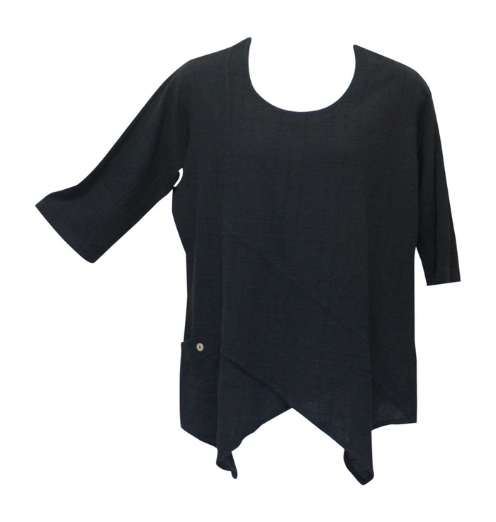 ezze wear Dotty Gauze Cotton Ginger Tunic, Black