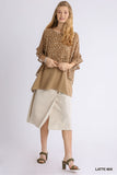 Animal Print Chiffon Layered Overlay Top, Latte