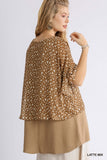 Animal Print Chiffon Layered Overlay Top, Latte