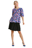 Blue Floral Short Sleeve Top