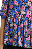 Blue Floral Short Sleeve Top