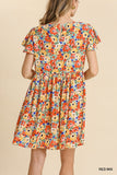 Floral Babydoll Dress, Red