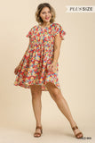 Floral Babydoll Dress, Red