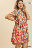 Floral Babydoll Dress, Red