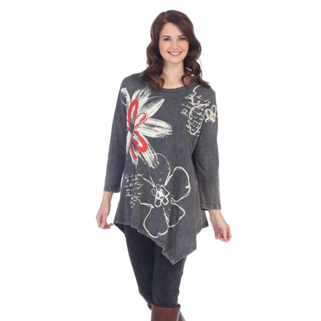 Jess & Jane Mineral Washed Asymmetrical Cotton Top
