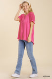 Crochet Detail Fringe Top, Hot Pink