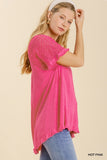 Crochet Detail Fringe Top, Hot Pink