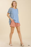 Crochet Detail Fringe Top, Sky