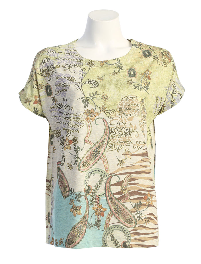 Jess & Jane Sepia Round Neck Drop Sleeve Top