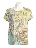 Jess & Jane Sepia Round Neck Drop Sleeve Top