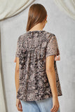 Embroidered Paisley Babydoll Top