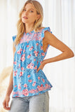 andree by unit SAVANNA JANE emily wonder embroidered Flutter Sleeve Blouse
