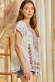 Floral & Aztec Embroidered Top