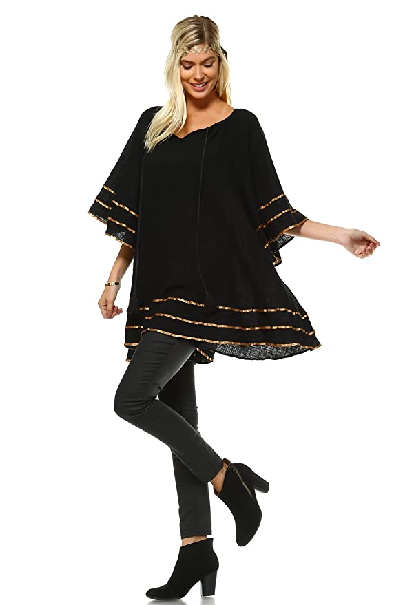 Kimono Sleeve Swing Top, Black
