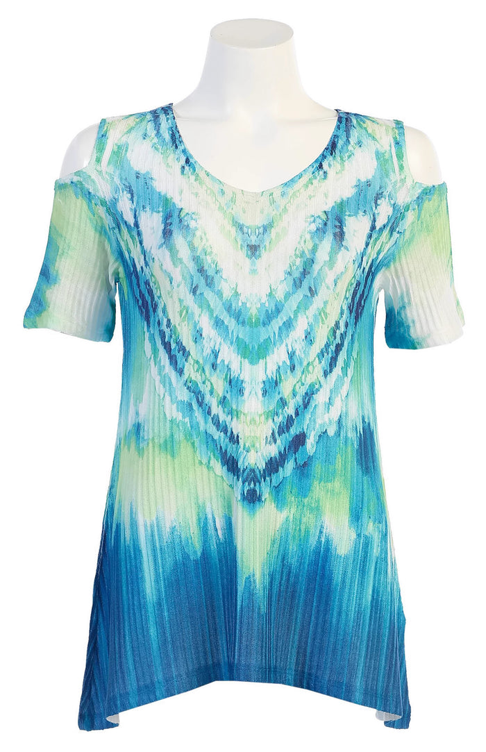 Jess & Jane Tie Laces Ribbed Open Shoulder Top