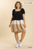 Dip Dye Color Block Dress, Black