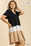 Dip Dye Color Block Dress, Black