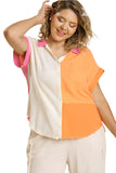 Color Block Gauze Top, Orange