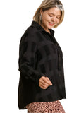 Chenille Button Down Top, Black