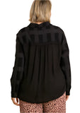 Chenille Button Down Top, Black