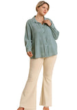 Chenille Button Down Top, Mint