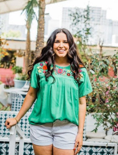 Layerz embroidered Fiesta short sleeve top