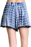Tie Dye Shorts With Tassel Trim, Navy