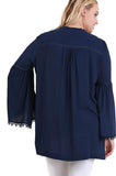 Popover Trumpet Sleeve Blouse, Navy
