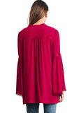 Popover Trumpet Sleeve Blouse, Raspberry