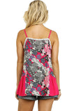 Floral Spaghetti Strap Lace Tank Top, Fuchsia