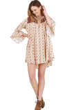 Floral Keyhole Bell Sleeve Dress, Taupe