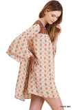 Floral Keyhole Bell Sleeve Dress, Taupe