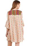 Floral Keyhole Bell Sleeve Dress, Taupe