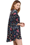 Floral Bell Sleeve Dress, Navy Mix